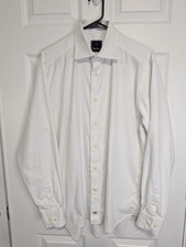 David Donahue Dress Shirt Men's 16 White Button Up Long Sleeve Cotton Casual