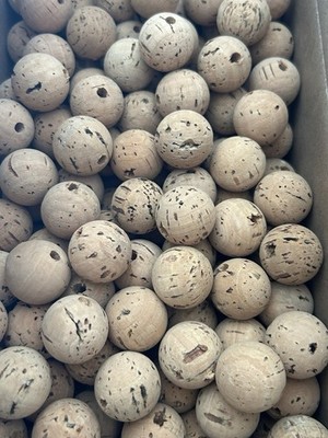 RARE - Vintage  1950's - Lot of 25 -  Natural Cork Balls with hole in the center