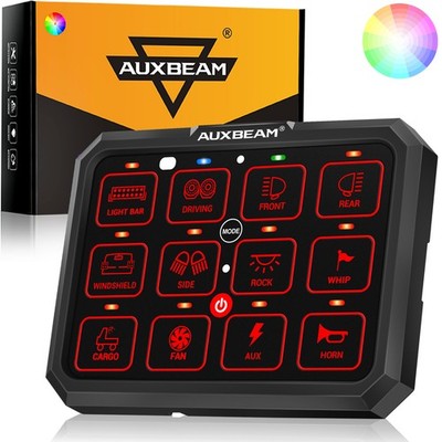 AUXBEAM 12 Gang RGB Switch Panel LED Switch Light Pod Circuit Control System Box
