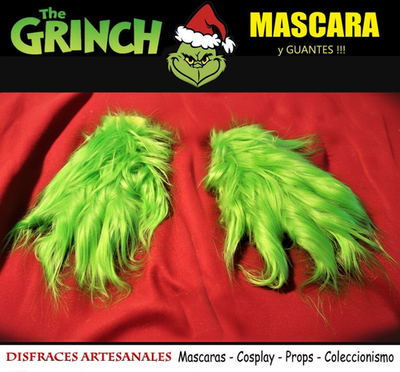 GRINCH latex MASK + 2 Gloves COSPLAY The Grinch Christmas