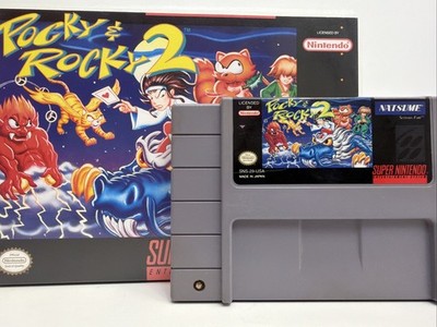 Pocky and Rocky 2 Super Nintendo Game SNES Authentic  +Collector Case