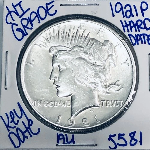 1921 P HIGH RELIEF SILVER PEACE DOLLAR AUTHENTIC HI GRADE U.S.MINT KEY DATE 5581