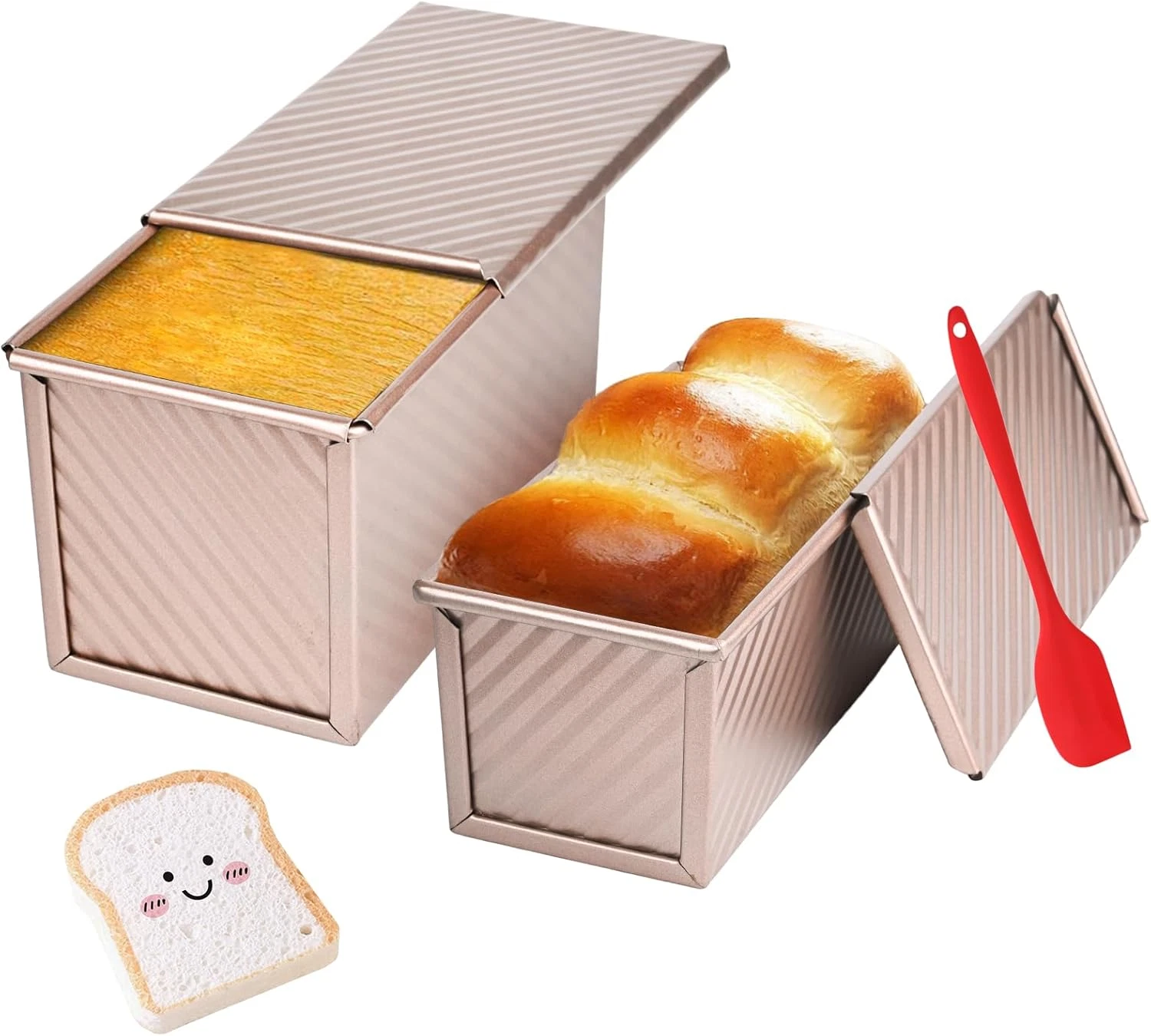 2 Pack Pullman Loaf Pan with Lid, 1 Lb/0.5 Lb Dough Capacity for Homemade Bread,
Opens in a new wind