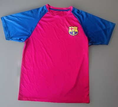FC Barcelona Official Embroidered Logo Short Sleeve Shirt Size SMALL.  See Pics