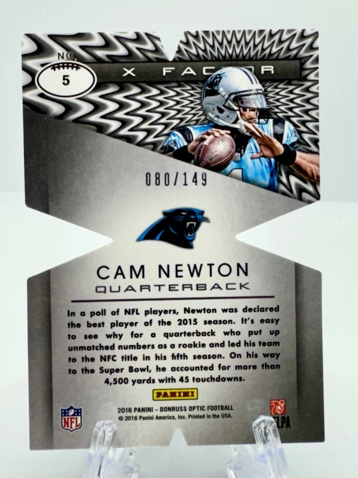CAM NEWTON 2016 DONRUSS OPTIC DIE CUT X FACTOR Blue /149 COLOR MATCH 🔵🔥 - Image 2 of 2