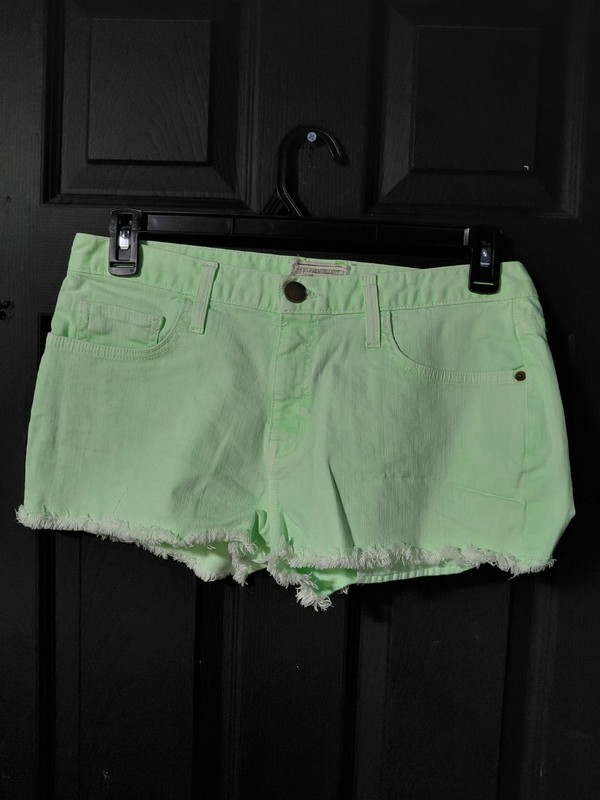 Current Elliott Shorts Denim Womens 27 Boyfriend Raw Hem Lime Green