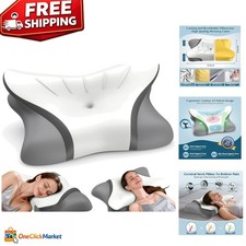 Orthopedic Cooling Pillow - Memory Foam Neck Support for Side  Back Sleepers