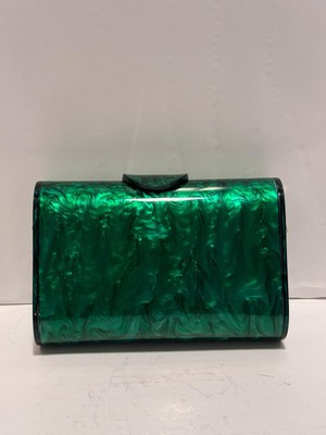 GREEN ACRYLIC EVENING BAG/CLUTCH WITH MIRROR