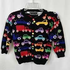 Christine Foley Sweater Childrens Size Medium 100 Cotton Cars  Trucks VTG