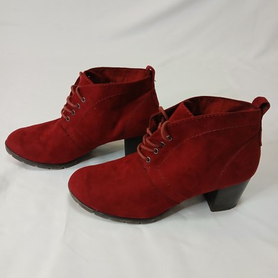 Marco Tozzi Boots Red Suede Lace Up Ankle Boots Red UK Eur 40 UK