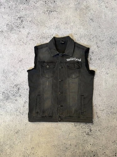 MOTORHEAD DENIM CUT OFF JACKET VEST GREY SIZE L ADULT