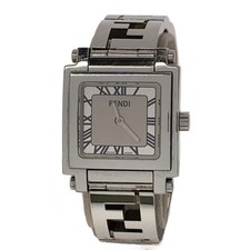 FENDI 6000L114 Quadro L Quartz Analog Watch Timepiece Gray Authentic