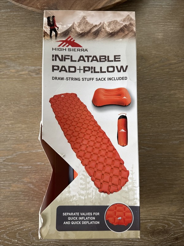 High Sierra Inflatable Pad+Pillow Sleeping Pad Camping Hiking Backpacking New