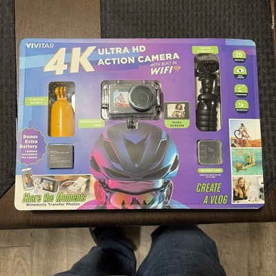 Vivitar 4K Ultra HD Action Camera Kit, Dual Screen, Wifi, Bonus Battery, 64GB