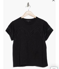 All Saints- Black Lina Lace T-Shirt - Size US4, UK8, EU36
