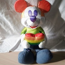 Disney Rainbow Mickey Mouse 15 Plush Pride Stuffed Animal Toy Holding Heart