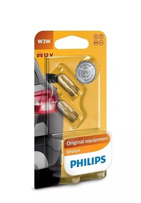 2x Stück W3W 12V 3W Premium/Vision Blister Philips Glühbirne Autolampe