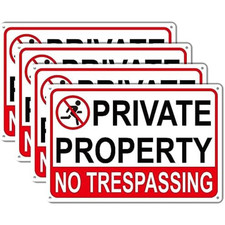4 Pack Large No Trespassing Signs Private Property, 8X12 Inch Rust Free Aluminum