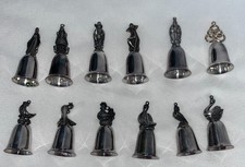 Vintage Reed  Barton 12 Days Of Christmas Silver Plate Bell Ornaments 2 1/2"-3"