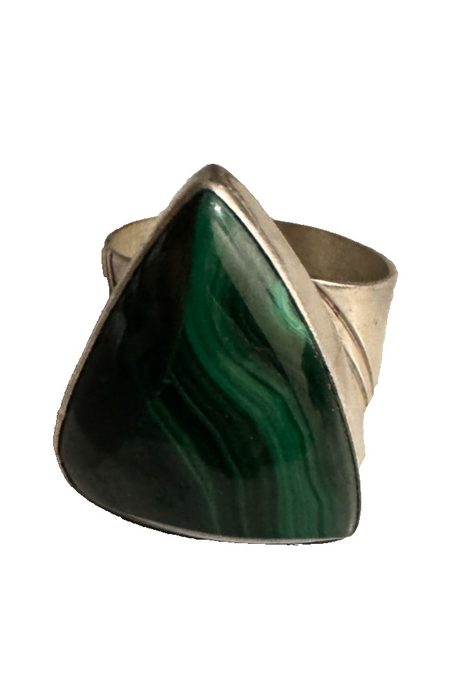 Jay King Ring Malachite Triangle Chunky Sterling … - image 2