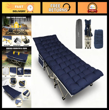Folding Camping Cot for Adults, 600LBS Capacity, 28" Wide Bed with Mattress, Por