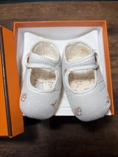 HERMES First Steps Baby Shoes Gray Authentic OG BOX DS Animal Pattern