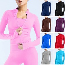 Womens Lightweight Full Zip Running Track Jacket Workout Slim Fit Yoga Sportwear