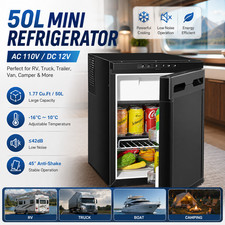12V 110V Mini Fridge 1.77 cu ft 50L RV Refrigerator for Truck Camper Van Boat