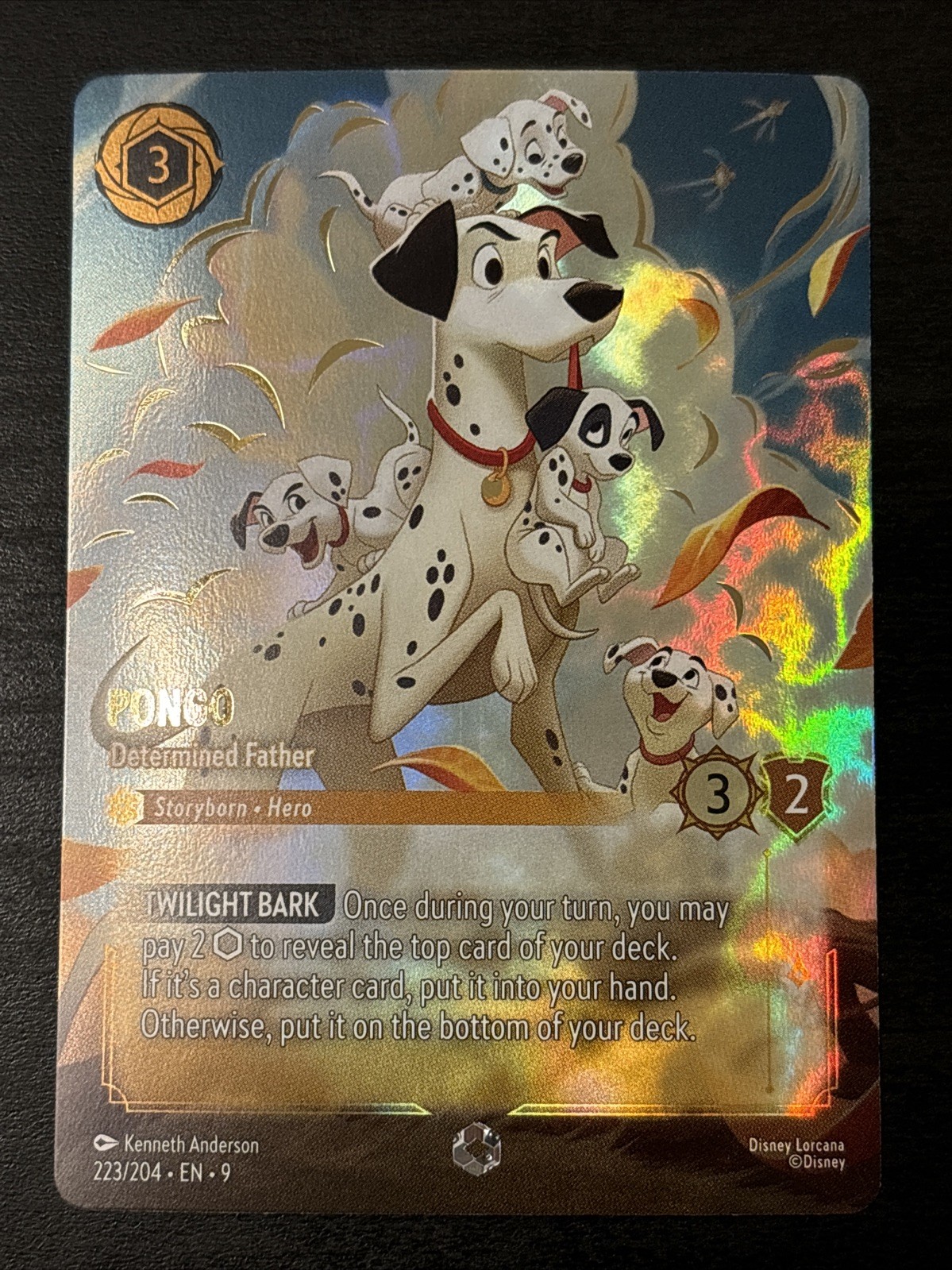 Disney Lorcana Fabled- Pongo - Determined Father Enchanted 223/204 Holo
