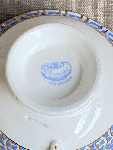 Antique c1820 Rare Davenport Clermont Deep Blue & Gilt Geometric Cup Saucer - Picture 12 of 24