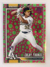 Colby Thomas 2026 Topps Holiday Polka Dots Green/Pink Rookie #213 A’S