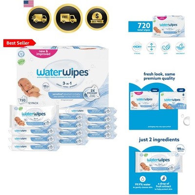 Sensitive+ Newborn & Baby Wipes, 3-In-1 Cleans, Cares, Protects, 99.9% Water,...
