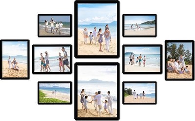 Set von 10 schwarzen Fotorahmen für mehrere Bilder, Fotocollage-Rahmen, Bilder