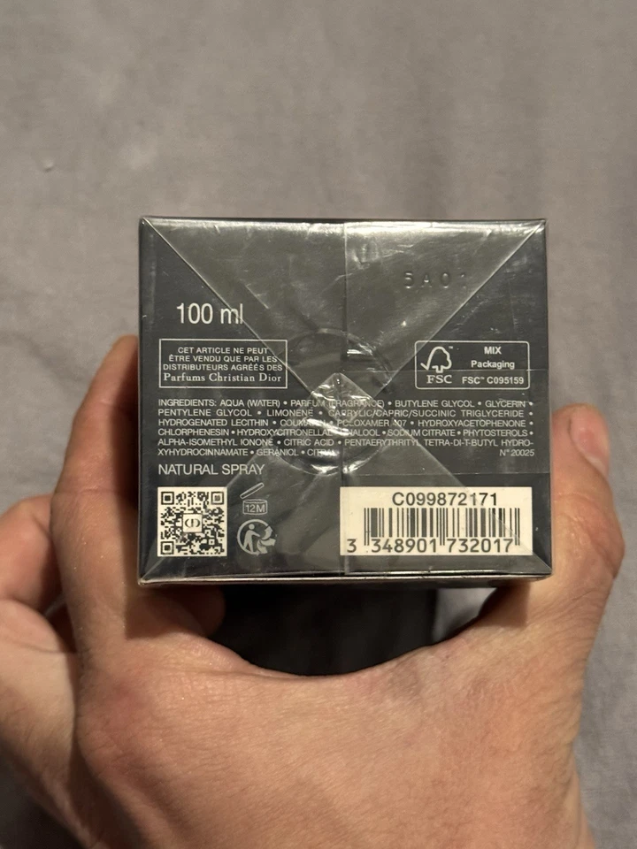 Dior Sauvage Eau Forte 3,4 унц на водной основе, без спирта, свежая - НОВАЯ ЗАПЕЧАТАННАЯ КОРОБКА - Изображение 3 из 4