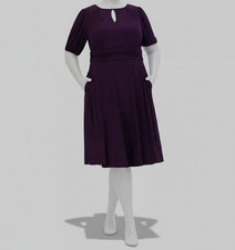 Jessica Howard Women's Purple Ruched-Waist Short-Sleeve Dress Plus Size 18W