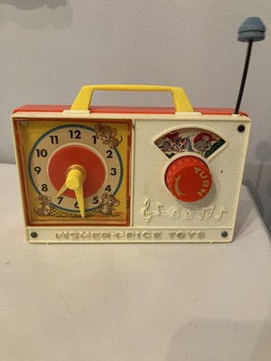 Vintage Fisher Price Toy Hickory Dickory Dock Windup Music Box WORKS Clock 1971