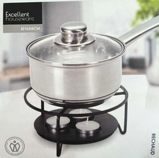 St&ouml;vchen Kannenw&auml;rmer Teew&auml;rmer Kaffeew&auml;rmer Metall 3 Teelichter Schwarz