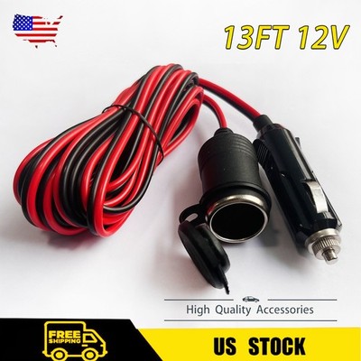 13FT Car Cigarette Lighter Socket Extension Cord Cable 12V Heavey Duty Adapter