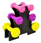 Set of 6 Neoprene Dumbbell Hand Weights, Set with Rack: 2/3/5 Pairs