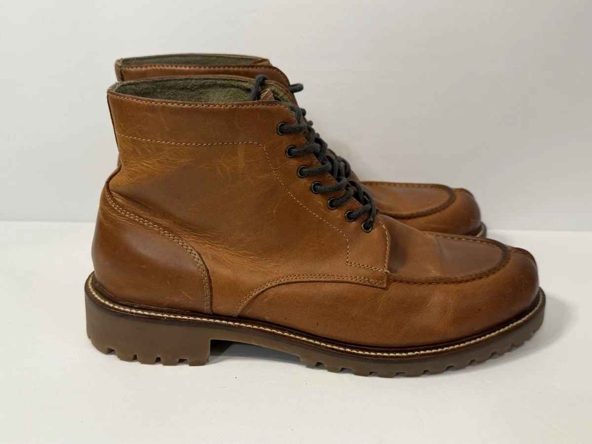 Men\'s Jcrew Vintage Brown Leather Casual Moc Toe Lace-Up Shoes Leather Lace-up Boots For Men | Factory main image 2