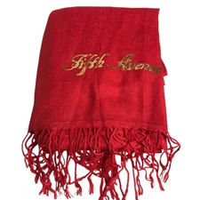Fifth Avenue Collection Scarf Wrap Red Fringe 70" Long x 48" Wide Elegant
