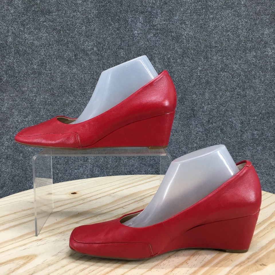 Aerosoles Shoes Womens 6 M Bare Foot Wedge Pumps Red Leather Casual Slip On - Image 2 of 4