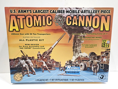 1/32 RENWAL ATOMIC CANNON #85-7811 USED STARTED PLASTIC MODEL KIT
