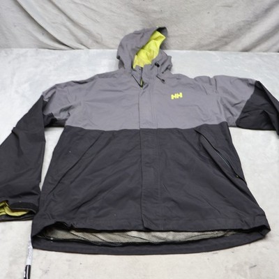 Helly Hansen Jacket Men Large Black HellyTech Waterproof Mesh Lined Wind Rain
