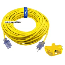 Clear Power 100ft 12/3 SJTOW Heavy Duty Outdoor Extension Cord w/ 5-Outlet Combo