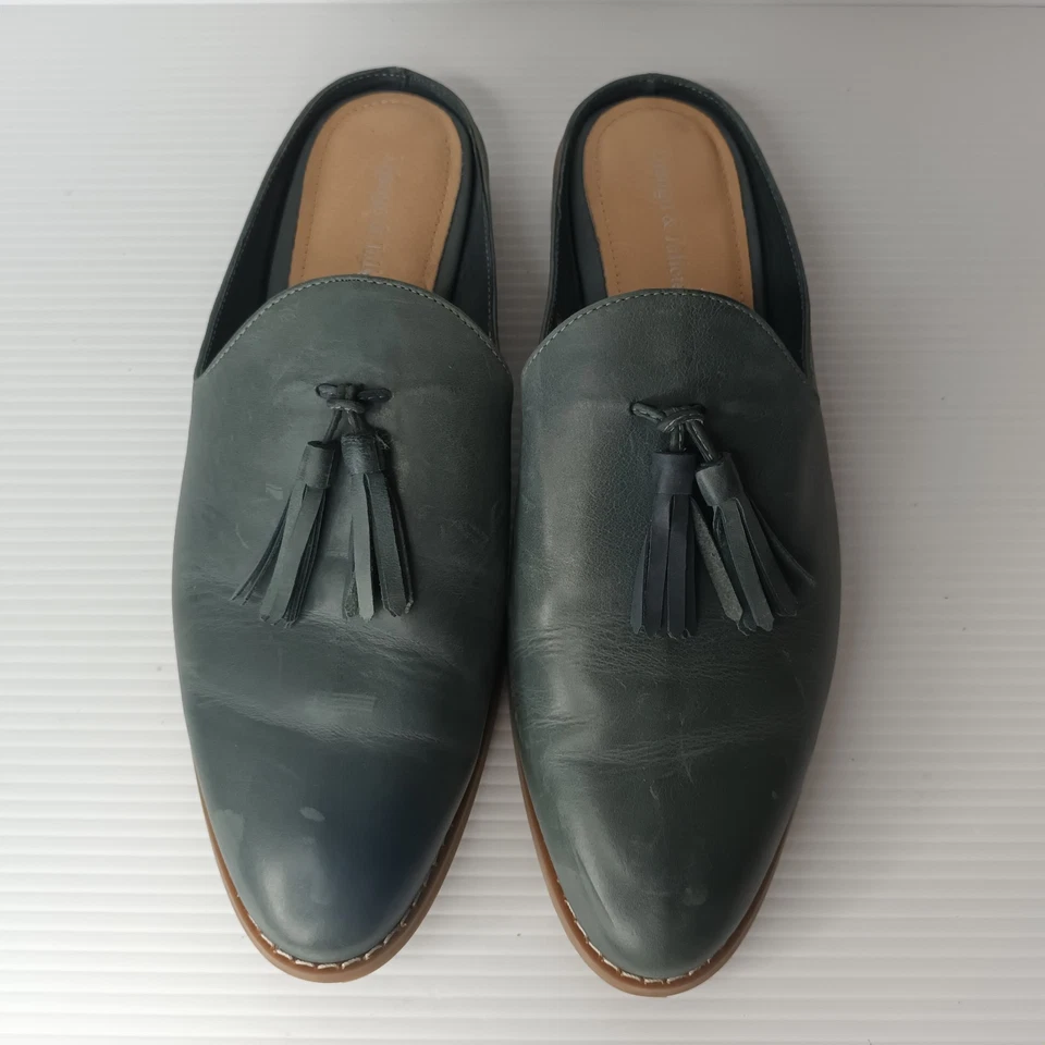 Django & Juliette Linzy Blue Leather Mules Slip On Slides Shoes Womens Size 40 - image 4 of 4