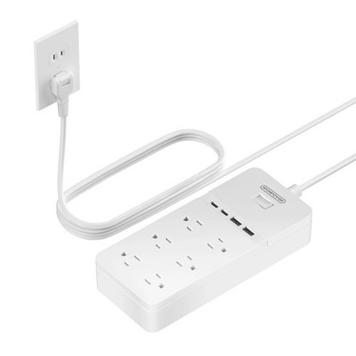 2 Prong Power Strip with 10ft Extension Cord, 2100J Surge Protector 1875W wit...