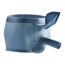 NEW Ice silk Men's Boxer Shorts Detachable Scrotal Support Pouch Trunk Underwear