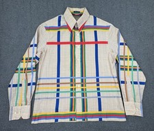 Vintage Damon Shirt Mens Large Striped Colorful Long Sleeve Button Down 70s Read