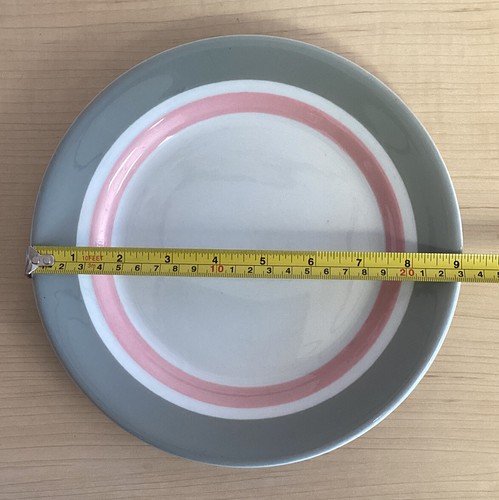 Shenango Dinner Plate Restaurant Ware pink and grey gray stripes - Picture 3 of 4